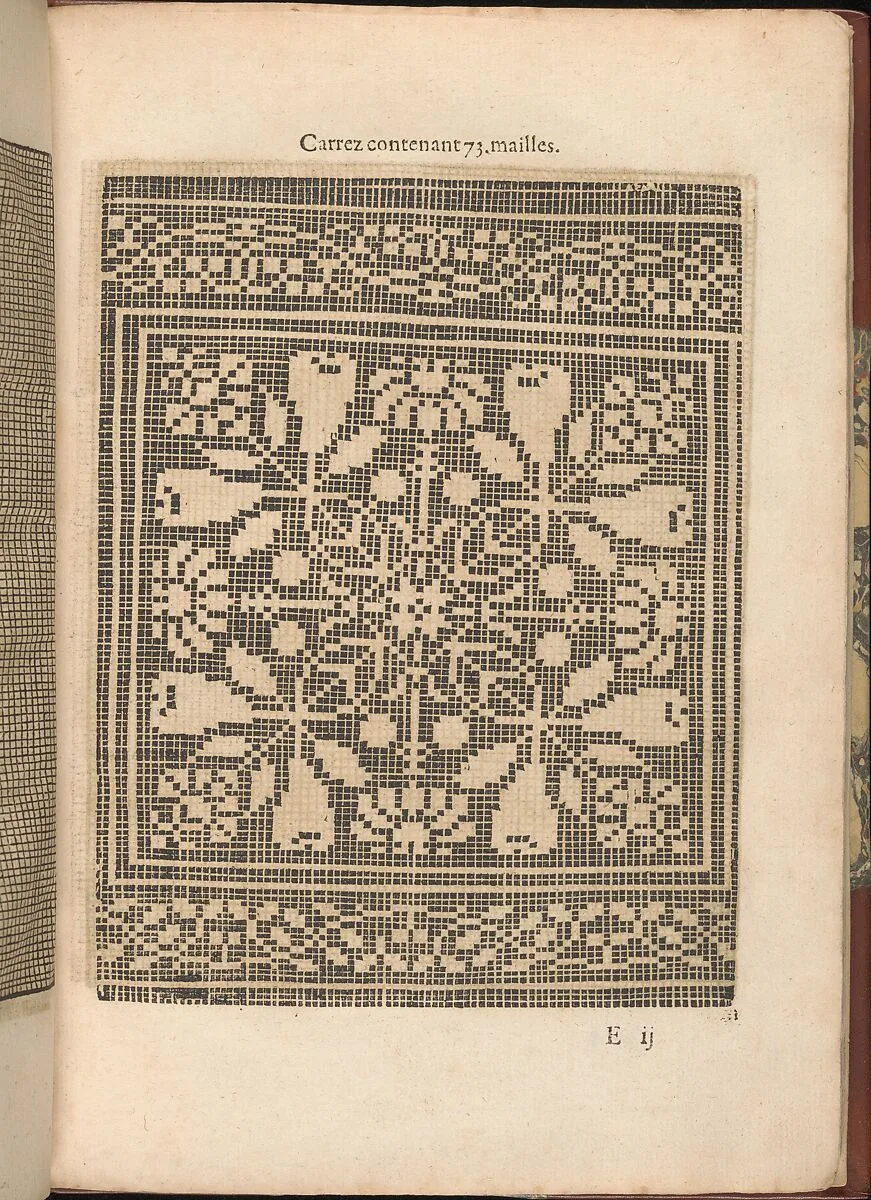 Les Secondes Oeuvres, et Subtiles Inventions De Lingerie du Seigneur Federic de Vinciolo Venitien, page 18 (recto) — Federico de Vinciolo|Jean Le Clerc|Catherine de Bourbon