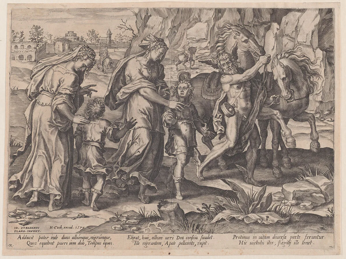 Youth, from "The Course of Human Life" — Pieter Jalhea Furnius|Hieronymus Cock|Jan van der Straet, called Stradanus