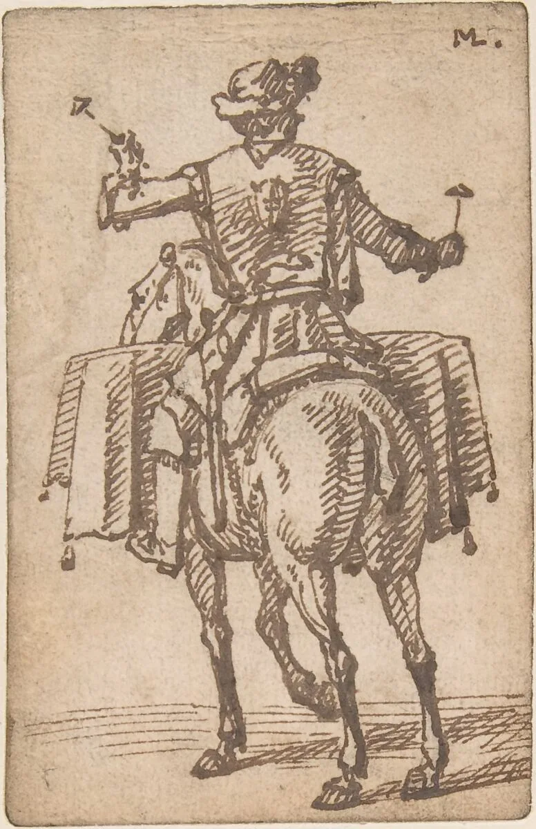 A Mounted Drummer from the Back — Marcellus Laroon the Elder