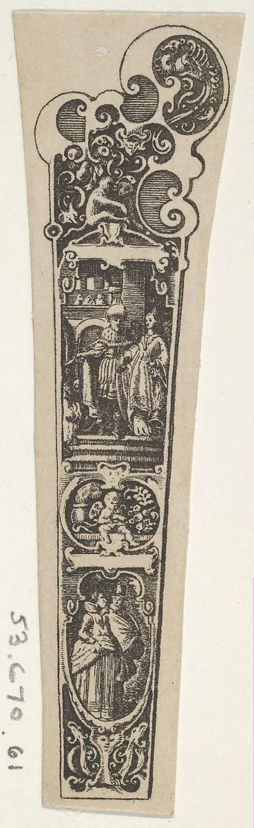 Design for a Knife Handle with Well-Dressed Couples — Johann Theodor de Bry