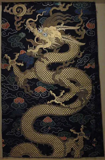 清早期 蟒紋妝花緞|Panel with dragon