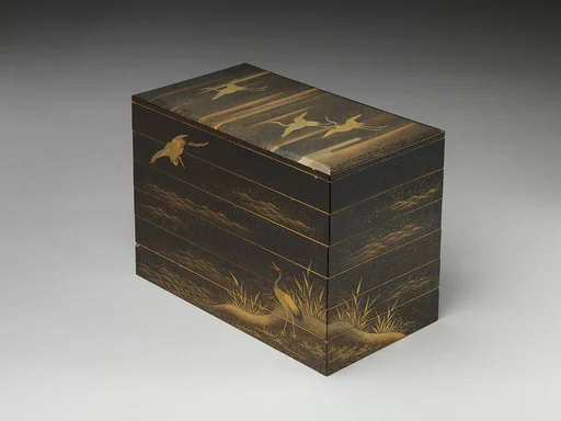 葦鶴蒔絵重箱|Tiered Box with Reeds and Crane