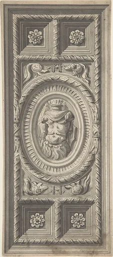 Study of the Henri II Staircase Ceiling at the Louvre Palace