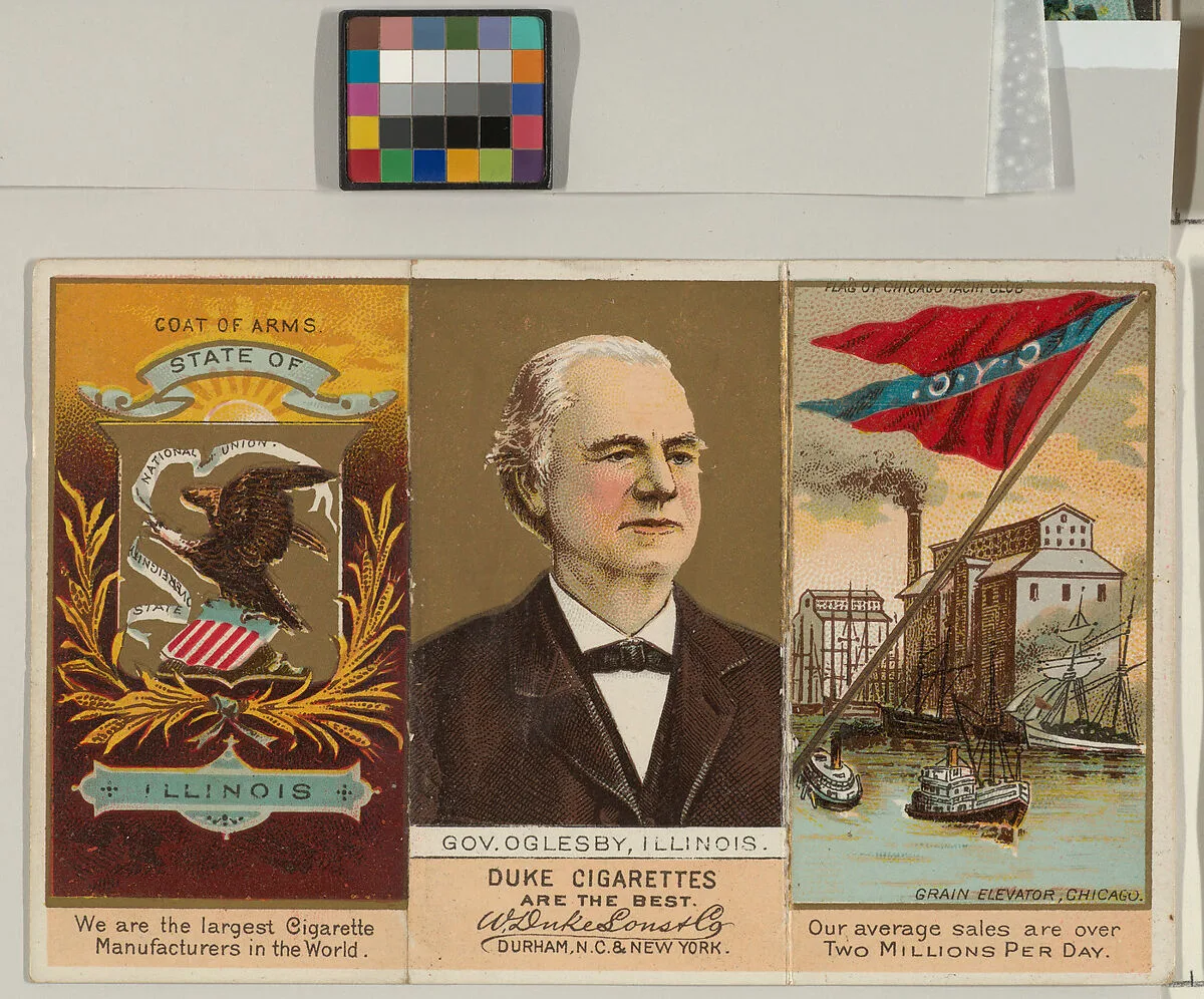 Governor Oglesby, Illinois, from "Governors, Arms, Etc." series (N133-2), issued by Duke Sons & Co. — W. Duke, Sons & Co.