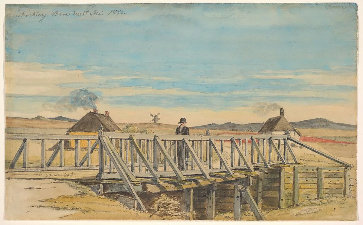 Landscape with a Bridge Near Mosbjerg — Martinus Rørbye
