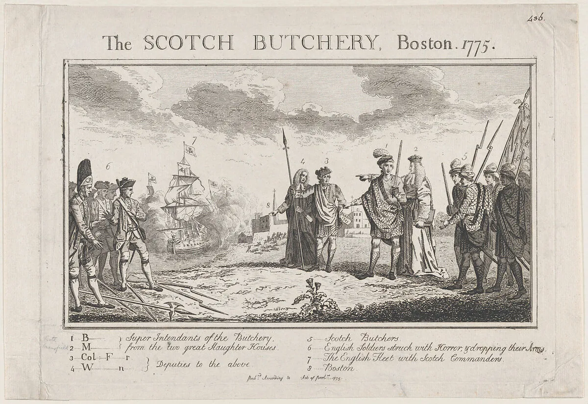 The Scotch Butchery, Boston, 1775 — Anonymous, British, 18th century