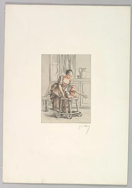 Woman Assisting a Child in a Go-Cart — François Boucher|George William Thornley
