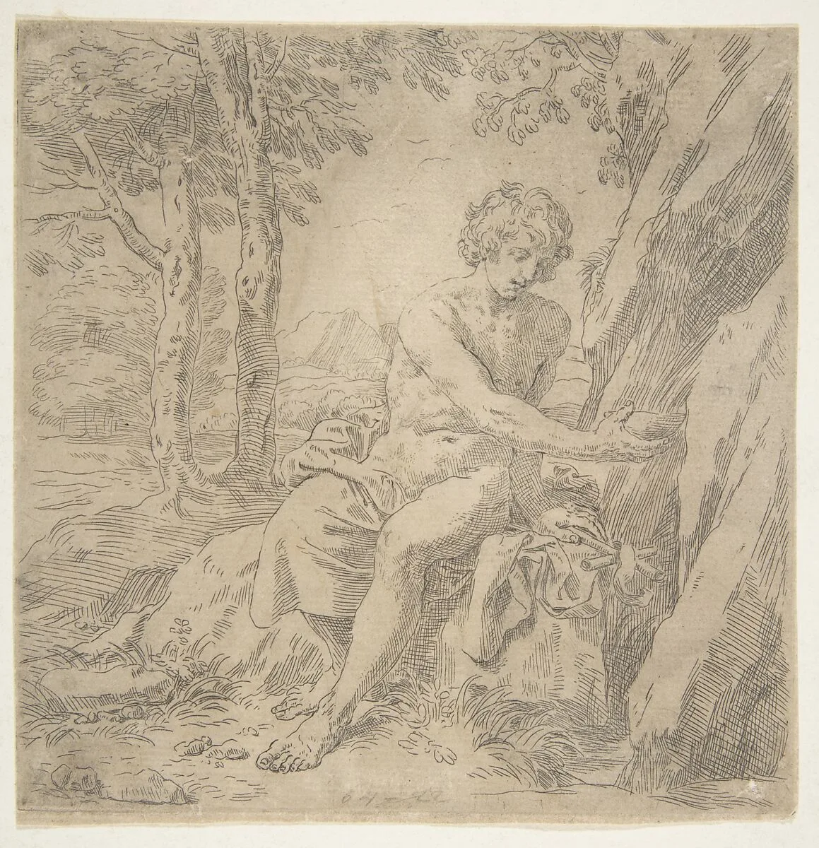 Saint John the Baptist in the desert — Simone Cantarini