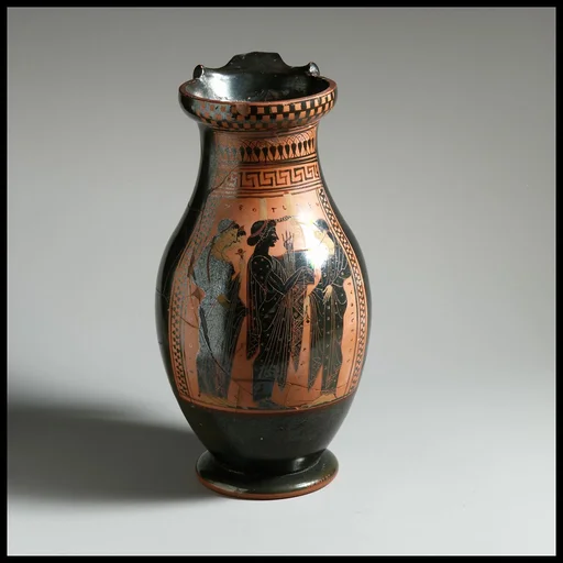 Terracotta oinochoe: olpe (round-mouthed jug)