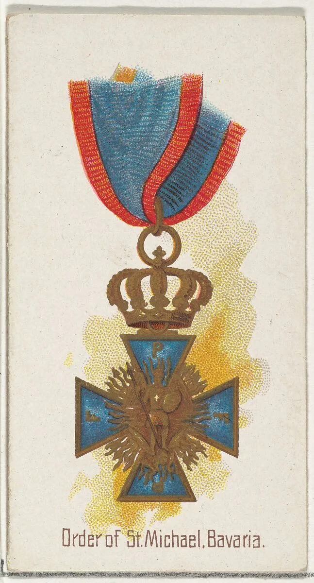 Order of St. Michael, Bavaria, from the World's Decorations series (N30) for Allen & Ginter Cigarettes — Lindner, Eddy & Claus|Allen & Ginter