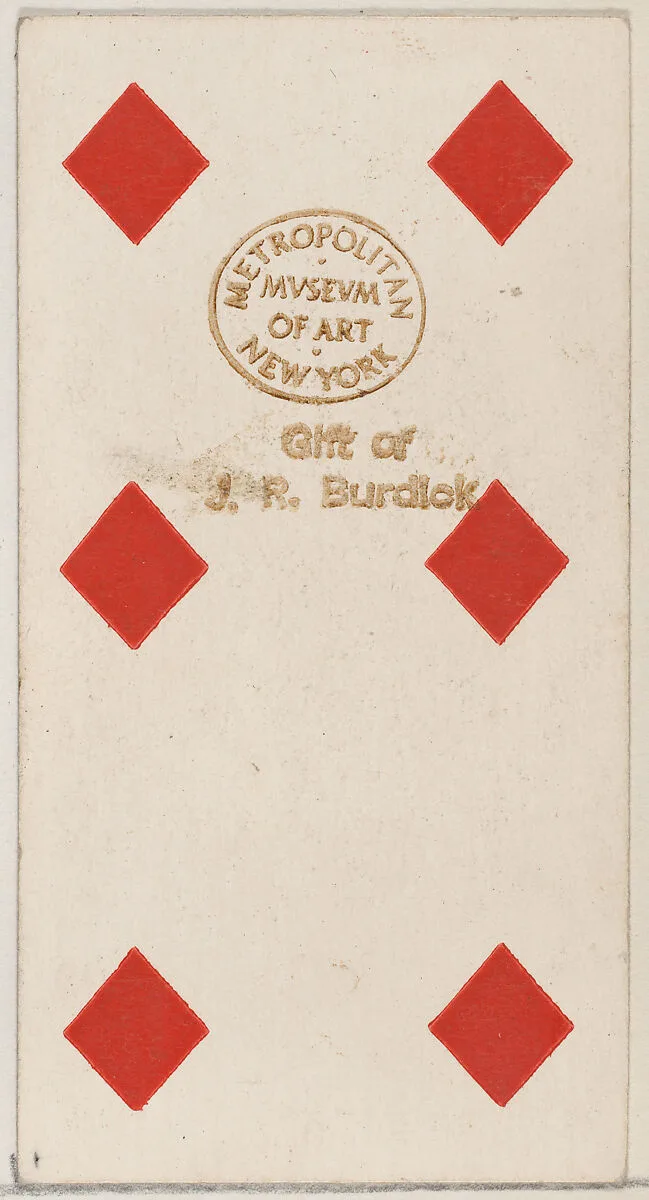 Six Diamonds, from the Playing Cards series (N84) to promote Turkish Cross-Cut Cigarettes for W. Duke, Sons and Co. — W. Duke, Sons & Co.