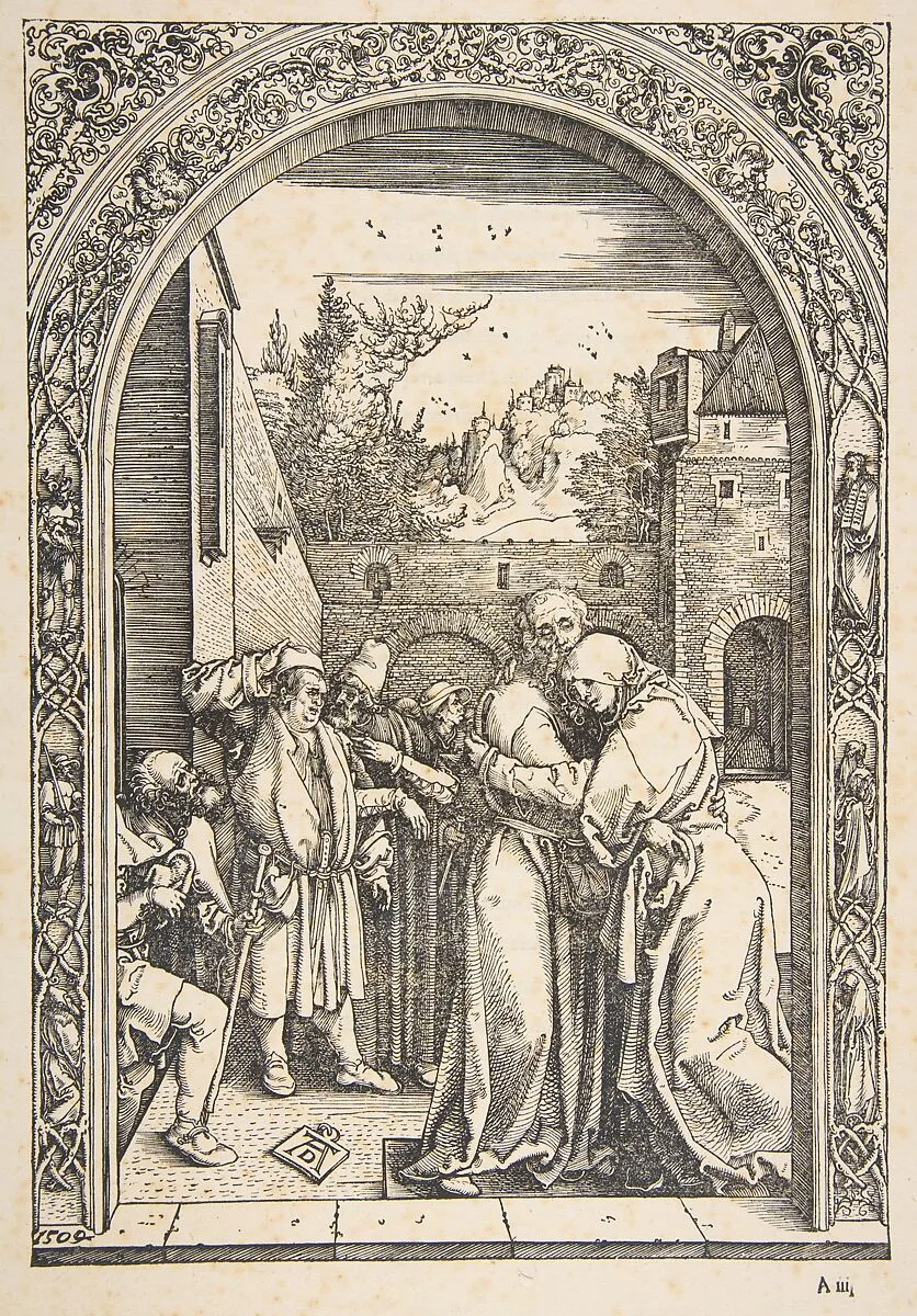 Joachim and Anna at the Golden Gate, from "The Life of the Virgin" — Albrecht Dürer