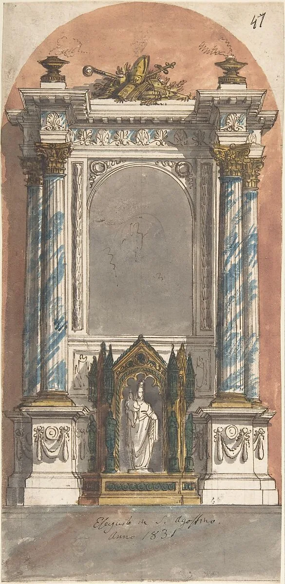 Design for an Altar with a Statue of the Virgin and Child. — Anonymous, Italian, 19th century