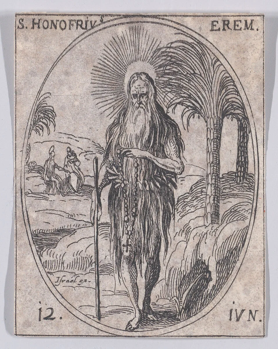 S. Honufre, ermite (St. Onouphrius, Hermit), June 12th, from "Les Images De Tous Les Saincts et Saintes de L'Année" (Images of All of the Saints and Religious Events of the Year) — Jacques Callot|Israël Henriet