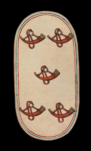 5 of Horns, from The Cloisters Playing Cards