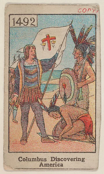 Columbus Discovering America 1492 trade card (W500) — Mayfair Novelty Co.