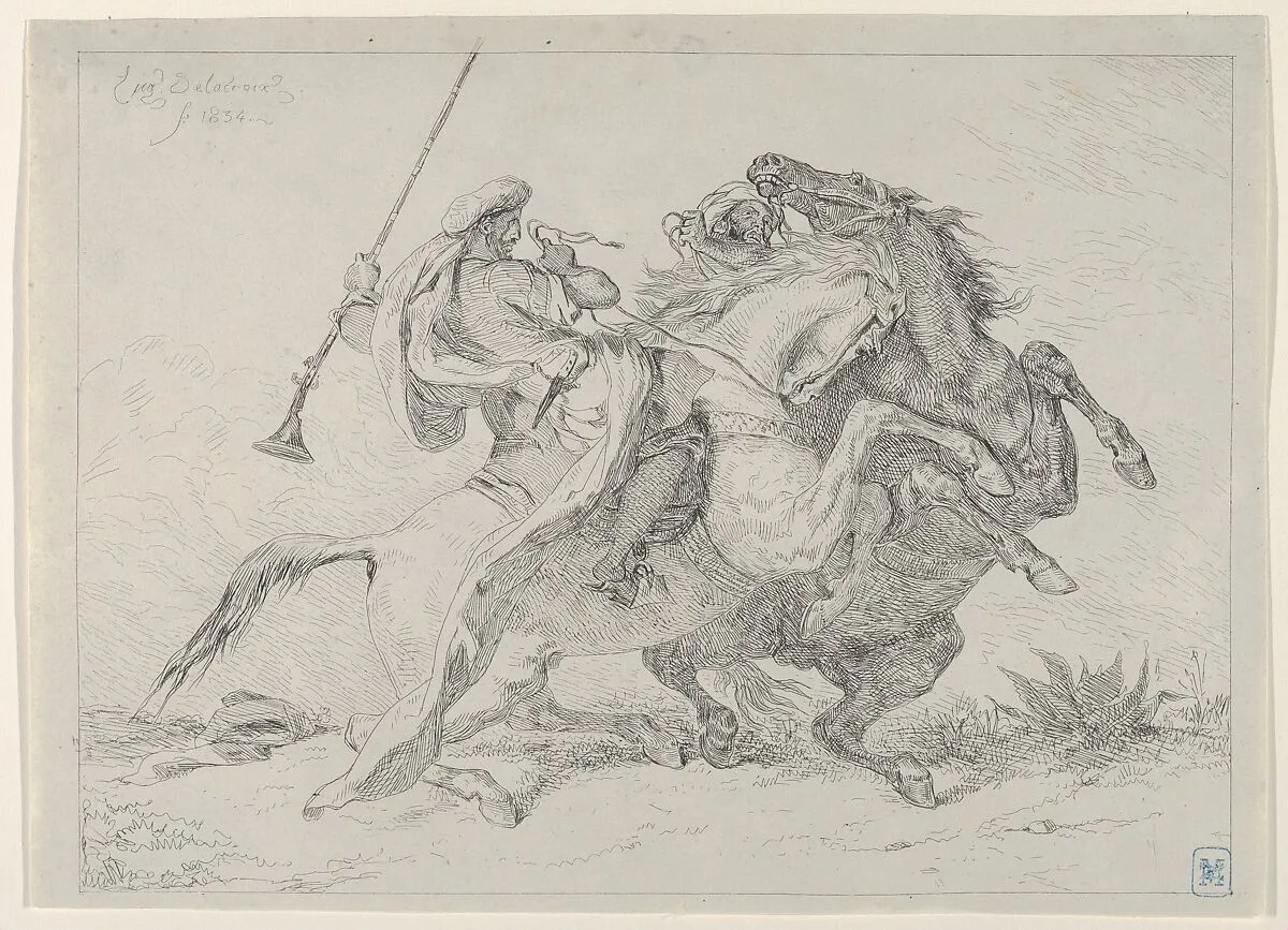 Collision of Moorish Horsemen — Célestin Nanteuil|Eugène Delacroix