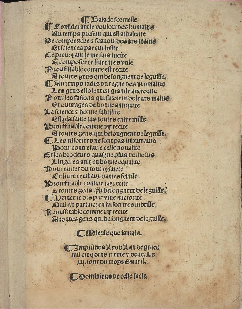 Libbretto nouellamete composto per maestro Domenico da Sera...lauorare di ogni sorte di punti, page 22 (recto) — Domenico da Sera