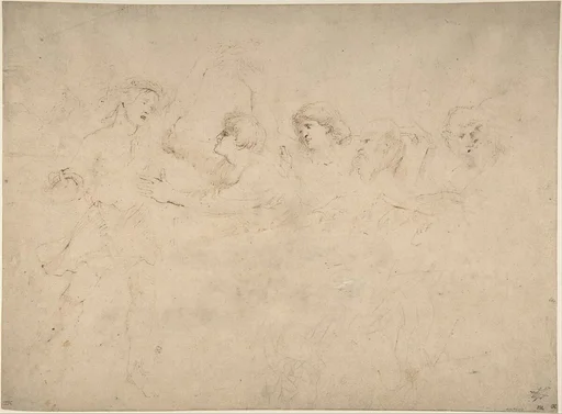 Alcibiades Interrupting the Symposium; verso: Sketches of the Baptism of Christ and of a Man