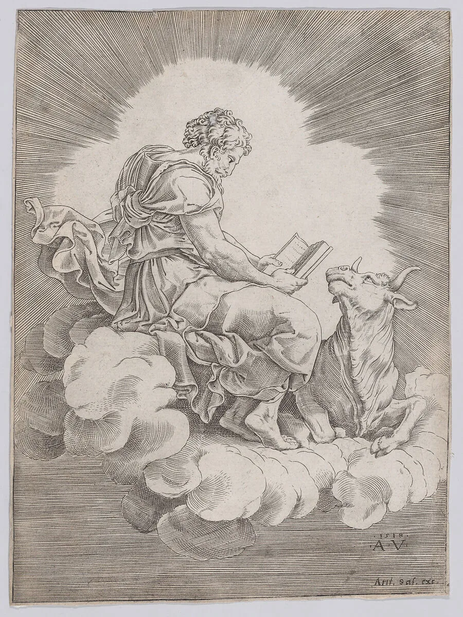 Saint Luke — Agostino Veneziano (Agostino dei Musi)|Giulio Romano