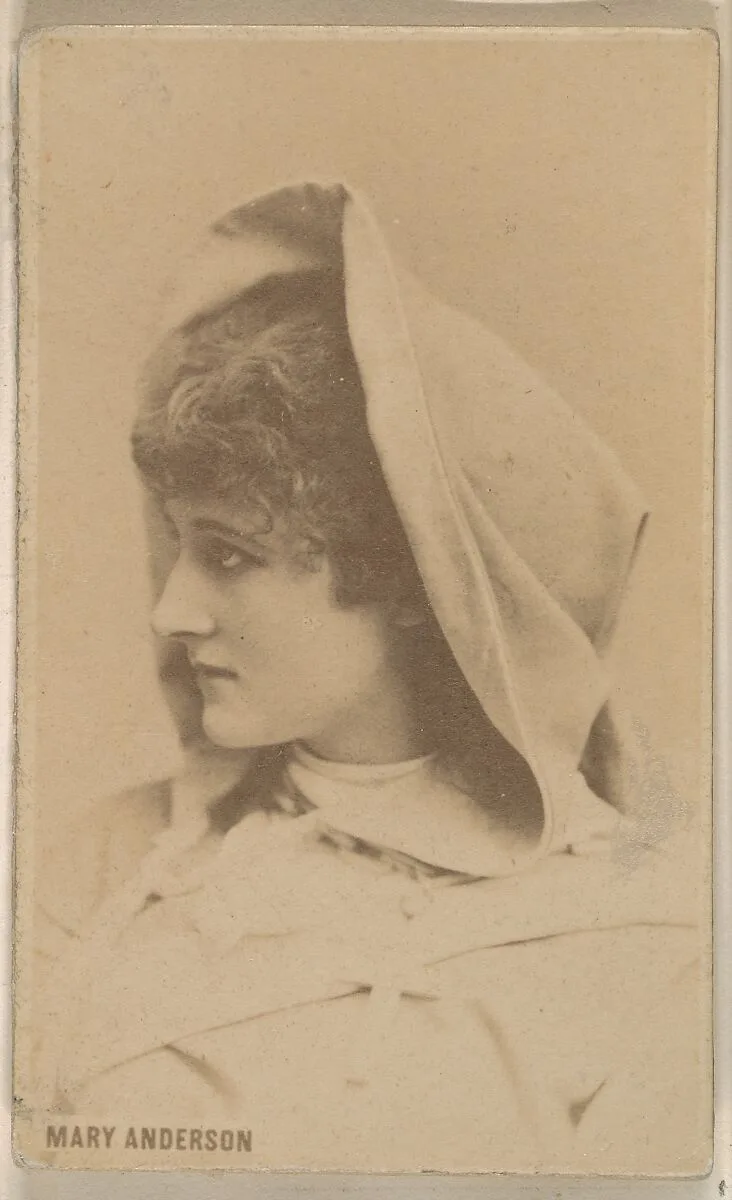 Mary Anderson, from the Actresses series (N246), Type 1, issued by Kinney Brothers to promote Sporting Extra Cigarettes — Kinney Brothers Tobacco Company