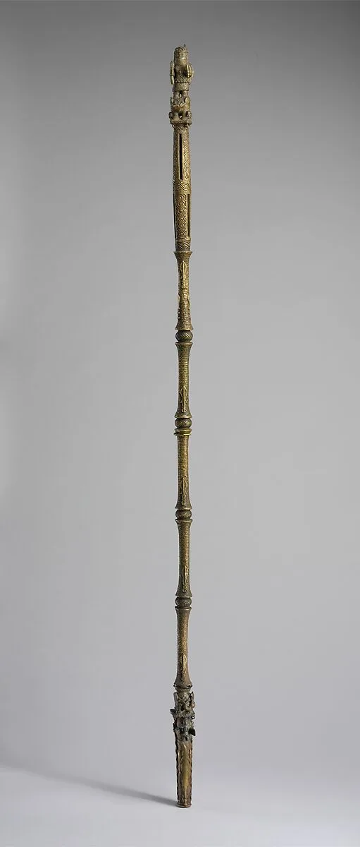 Rattle Staff: Oba Akenzua I Standing on an Elephant (Ukhurhe) — Unknown
