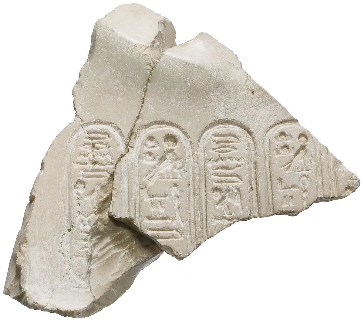 Right chest of Akhenaten prostrate with Aten cartouches — Unknown