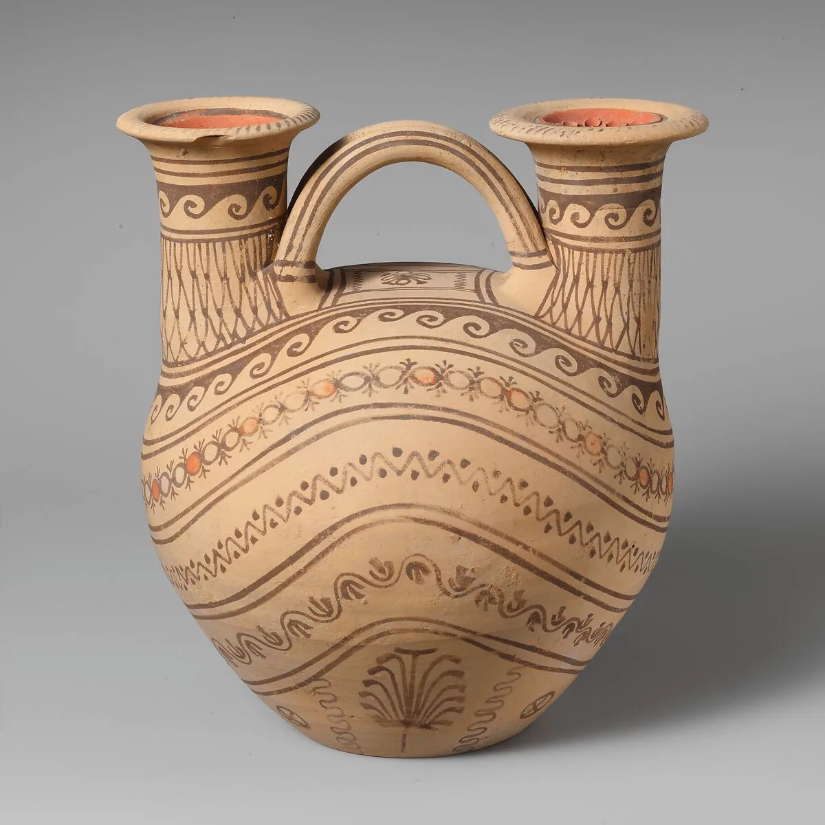Terracotta askos (flask) with two spouts — Unknown