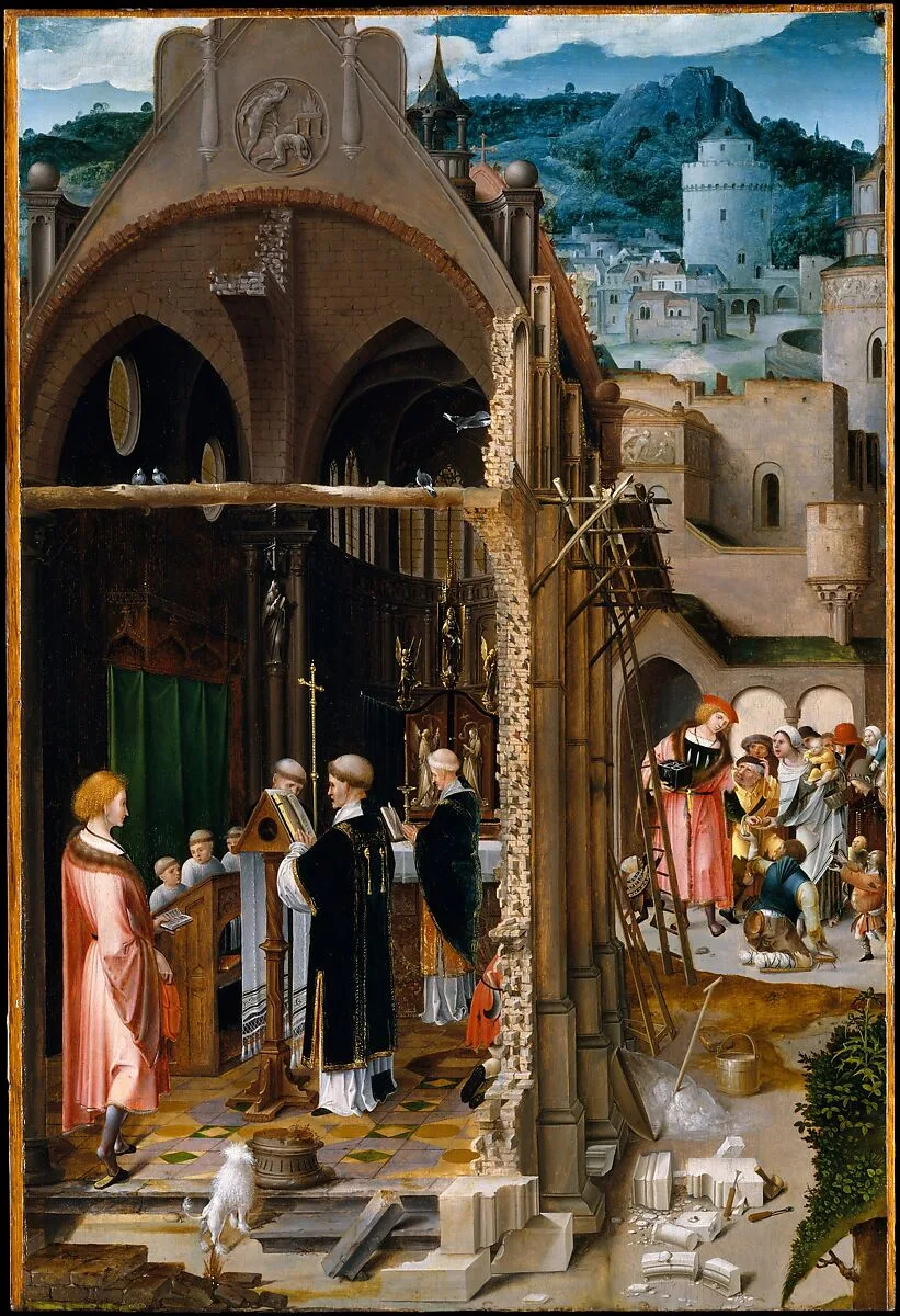 A Sermon on Charity (possibly the Conversion of Saint Anthony) — Netherlandish (Antwerp Mannerist) Painter