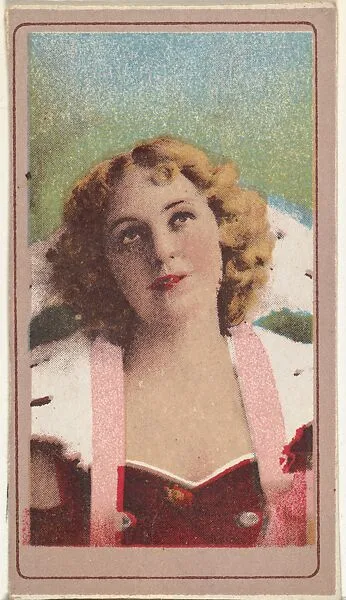 Blonde actress wearing wide white collar, from the Actresses series (T176) issued by Sweet Caporal Cigarettes — Kinney Brothers Tobacco Company