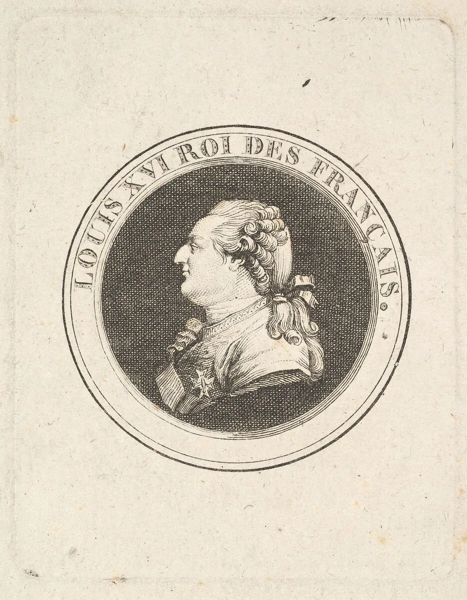 Print of a Portrait Medal of Louis XVI — Augustin de Saint-Aubin