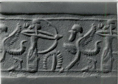 Cylinder seal with hunting scene