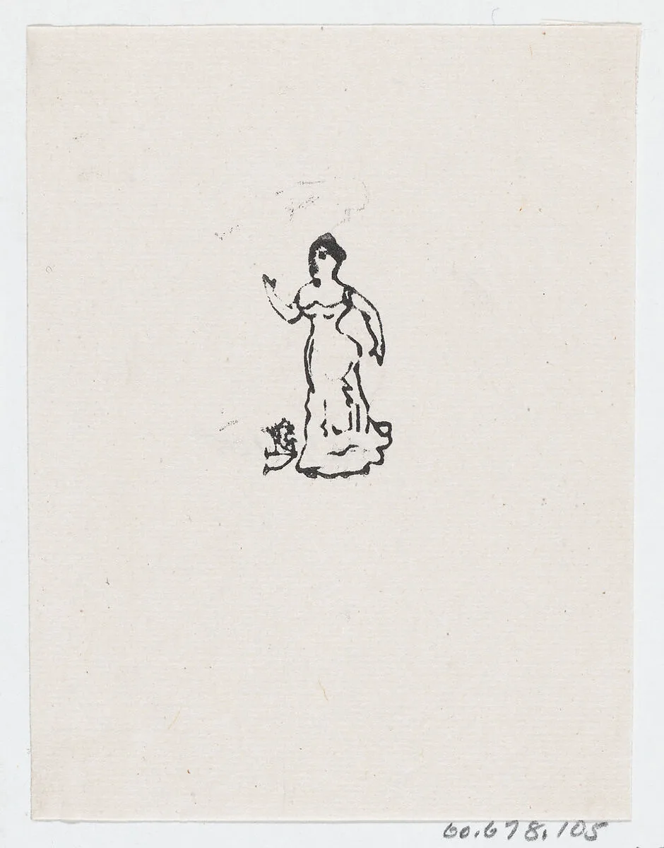 A woman in an evening gown raising her right hand — José Sanchez|José Guadalupe Posada
