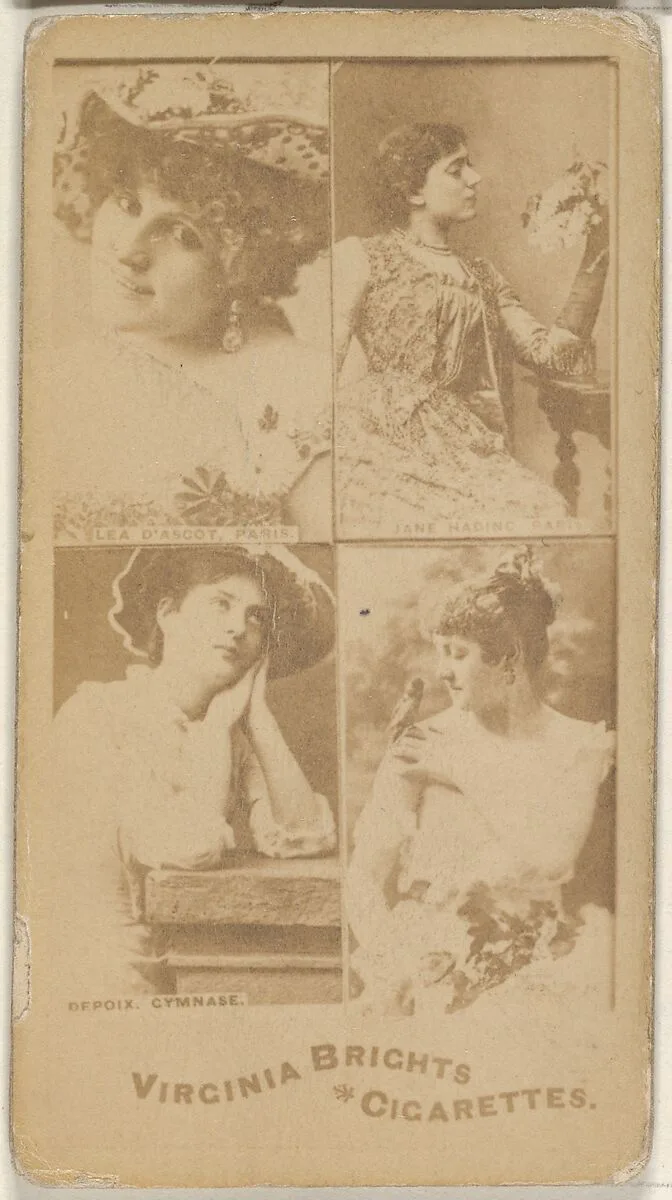 Lea D' Ascot, Paris/ Jane Hading, Paris/ Depoix, Gymnase, from the Actors and Actresses series (N45, Type 4) for Virginia Brights Cigarettes — Allen & Ginter