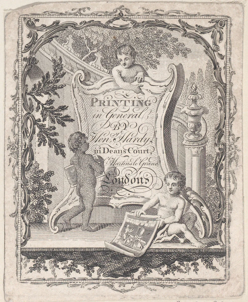 Trade card for Henry Hardy, Printer — Anonymous, British, 19th century