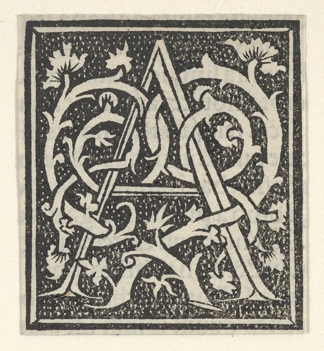 Initial letter A on patterned background — Anonymous, Italian, 16th century
