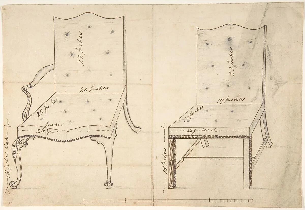 Designs for an Armchair and Side Chair — Anonymous, British, 18th century