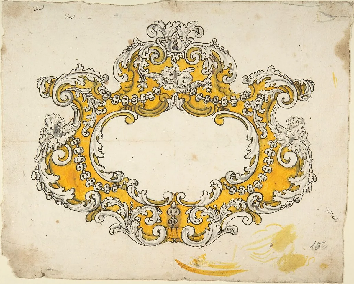 Rococo Cartouche with Cherubs — Anonymous, Italian, Bolognese 18th century artist