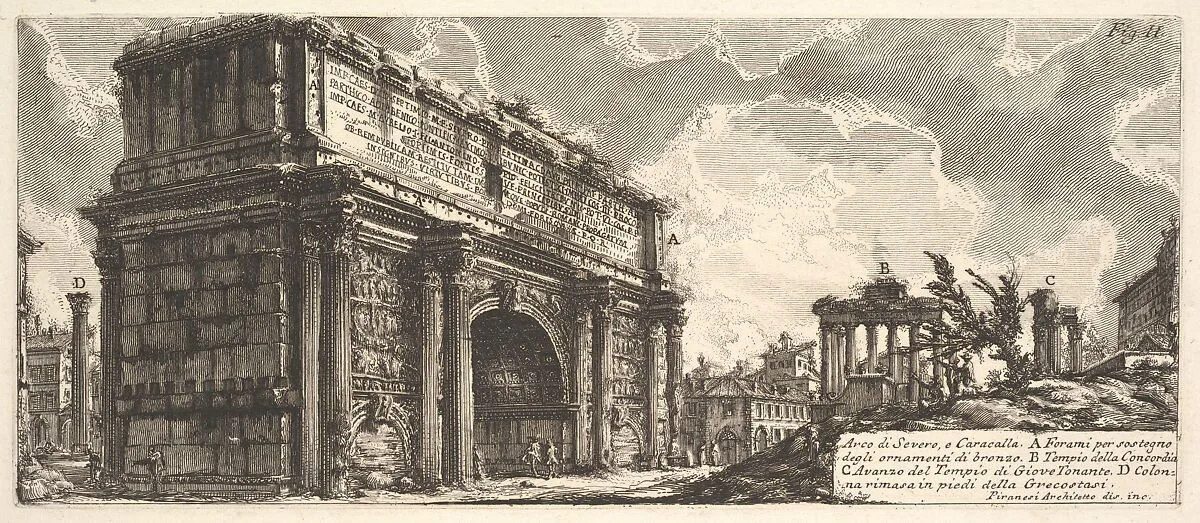 The Arch of Septimius Severus (Arco di Severo, e Caracalla) — Giovanni Battista Piranesi