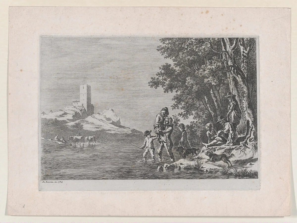 Figures Crossing a River — Johann Georg Primavesi|Jean Jacques de Boissieu