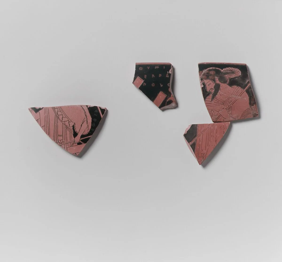 Fragment of a terracotta kylix (drinking cup) — Euthymides, Potter
