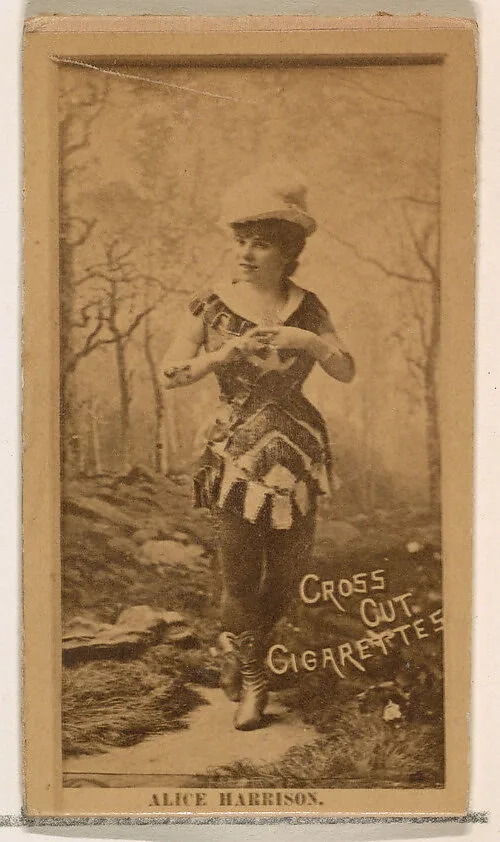 Alice Harrison, from the Actors and Actresses series (N145-2) issued by Duke Sons & Co. to promote Cross Cut Cigarettes — W. Duke, Sons & Co.