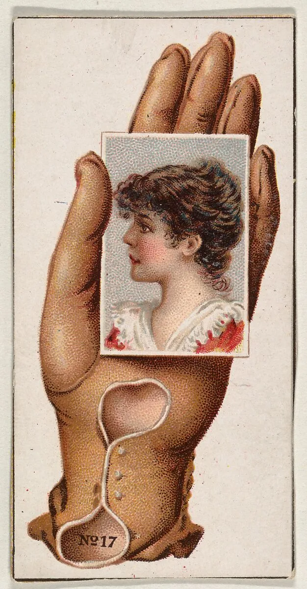 Card Number 17, cut-out from banner advertising the Opera Gloves series (G29) for Allen & Ginter Cigarettes — Allen & Ginter|American Tobacco Company