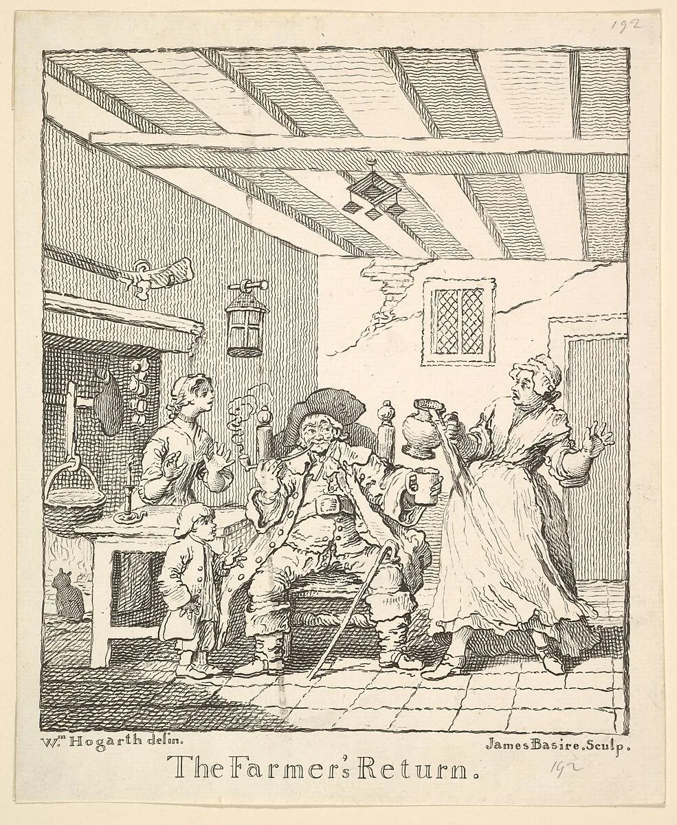Frontispiece to "The Farmer's Return" — David Garrick|William Hogarth|James Basire, the elder