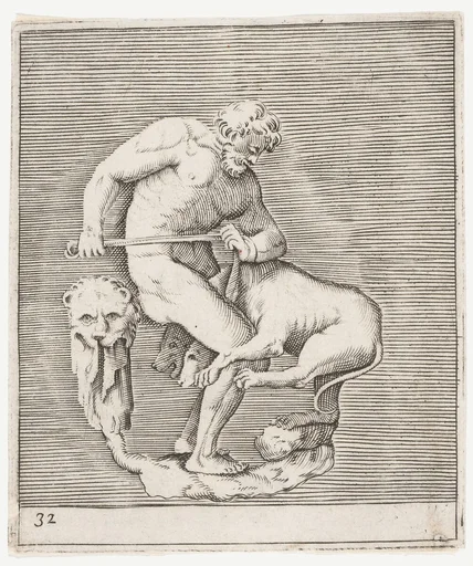 Hercules and Cerberus, from "Ex Antiquis Cameorum et Gemmae Delineata"