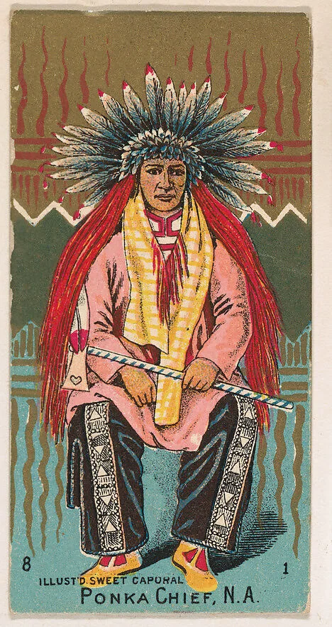 Ponka Chief, North America, from the Military Series (N224) issued by Kinney Tobacco Company to promote Sweet Caporal Cigarettes — Kinney Brothers Tobacco Company