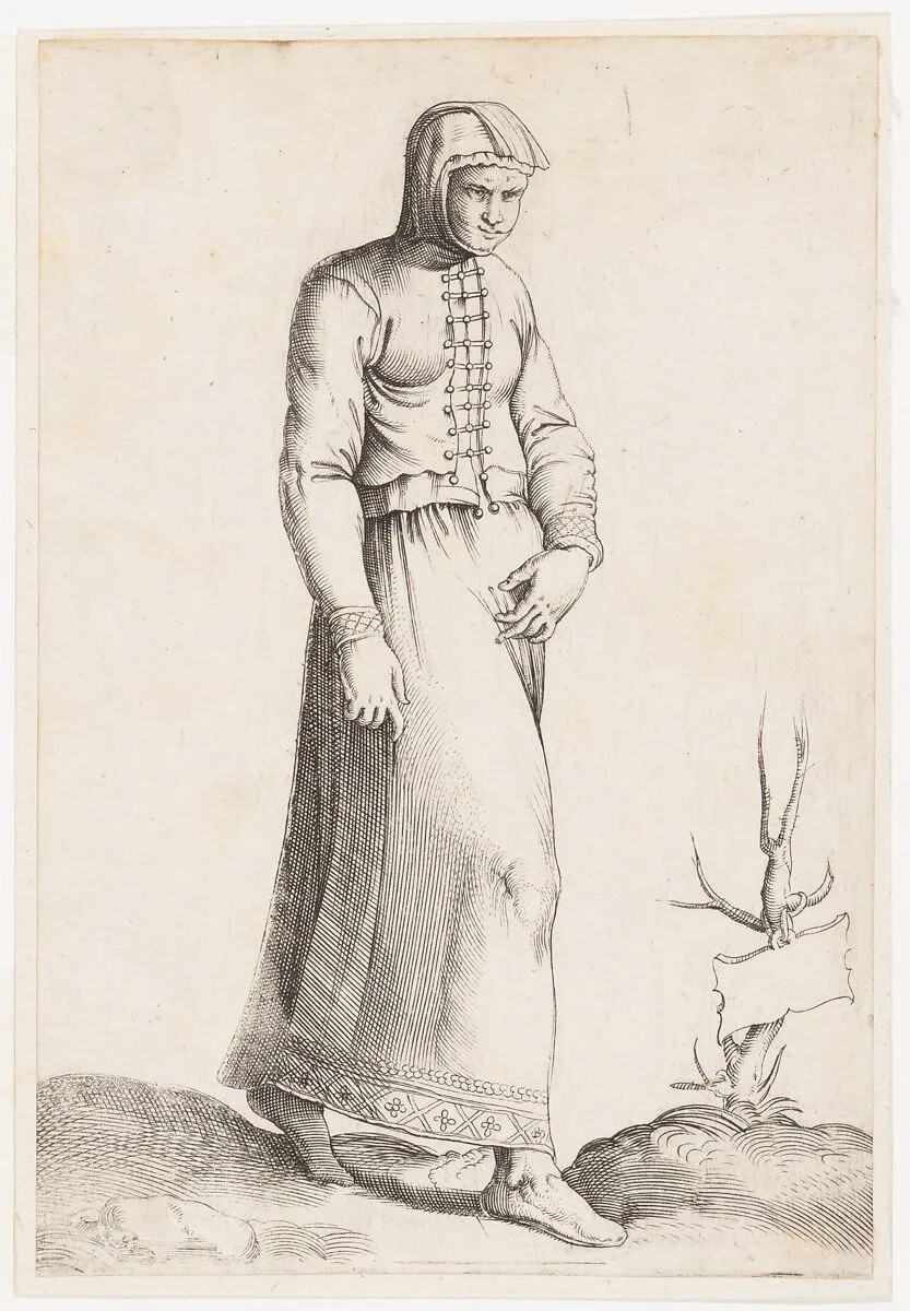 Costume Plate: Woman with Hooded Garment — Enea Vico