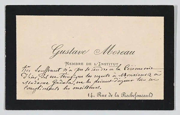 Gustave Moreau, calling card — Anonymous|Gustave Moreau