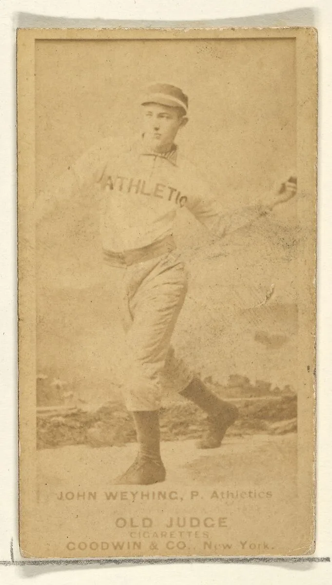 John Weyhing, Pitcher, Philadelphia Athletics, from the Old Judge series (N172) for Old Judge Cigarettes — Goodwin & Company