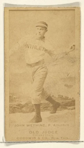 John Weyhing, Pitcher, Philadelphia Athletics, from the Old Judge series (N172) for Old Judge Cigarettes